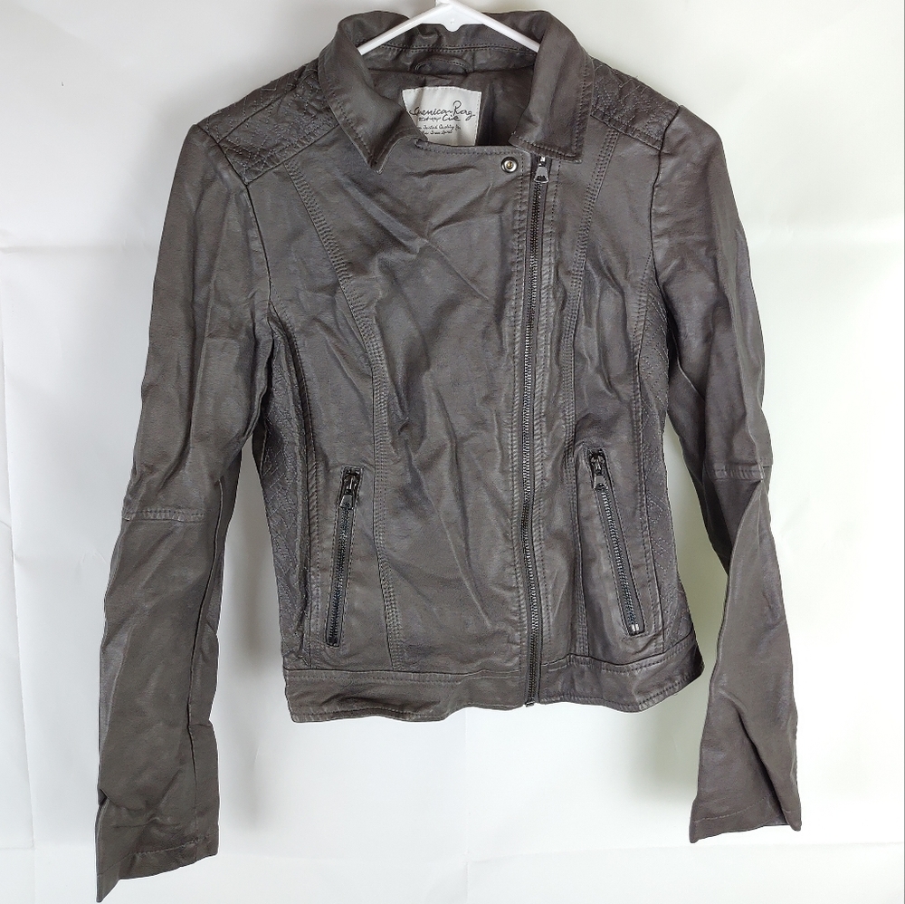 American Rag Faux Leather Jacket Size M Casual Grunge Winter Fall Boho Going Out